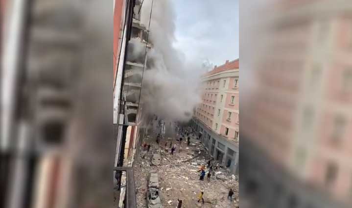 Мощен взрив в центъра на Мадрид (ВИДЕО)